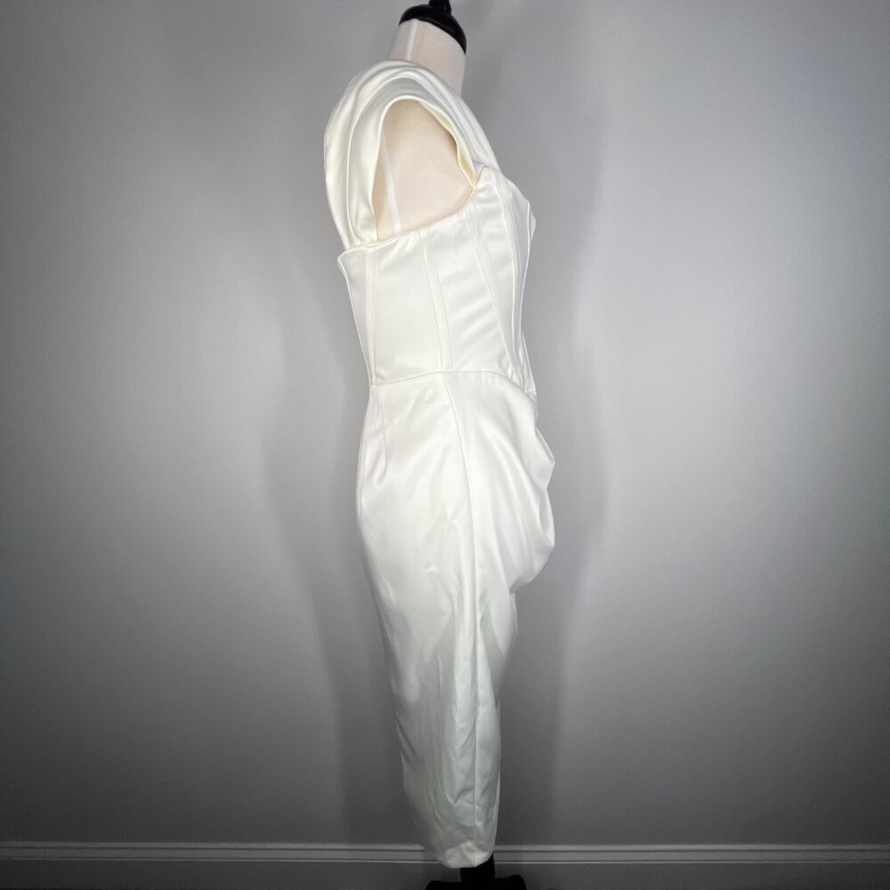 House of CB Loretta Ivory Satin Off Shoulder Corset Dress Size Medium - Picture 6 of 15